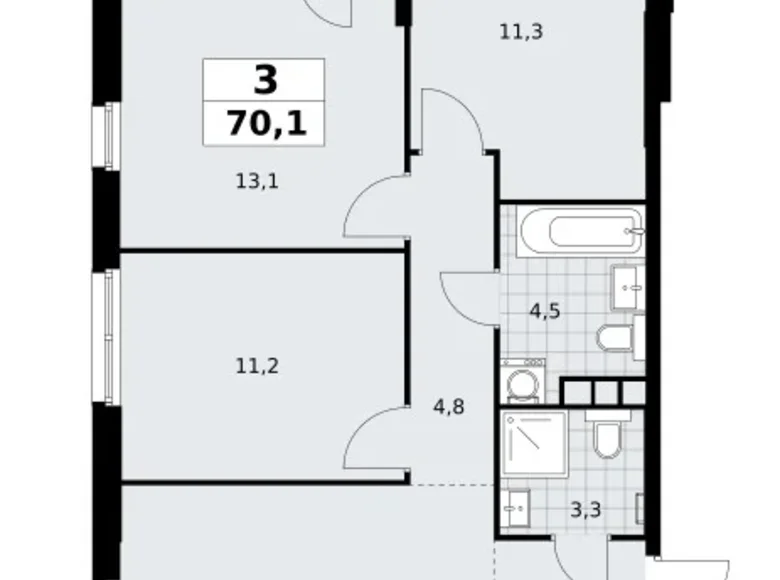 Apartamento 3 habitaciones 70 m² South-Western Administrative Okrug, Rusia