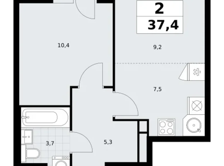 Appartement 2 chambres 37 m² Postnikovo, Fédération de Russie