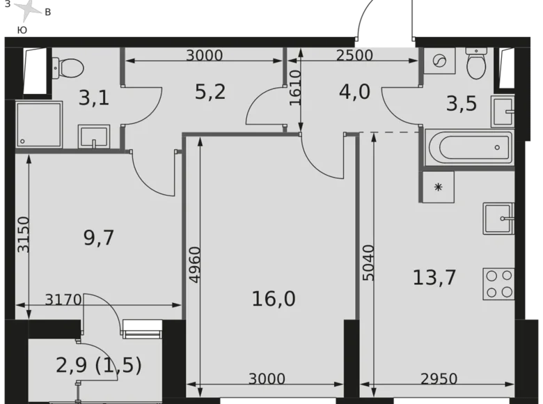 Wohnung 2 zimmer 57 m² Moskau, Russland