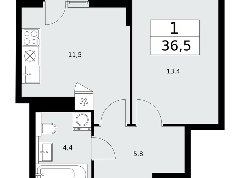 Wohnung 1 zimmer 37 m² poselenie Sosenskoe, Russland