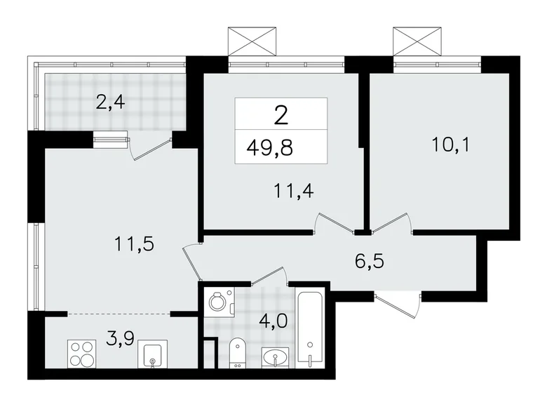 Квартира 3 комнаты 50 м² Всеволожск, Россия