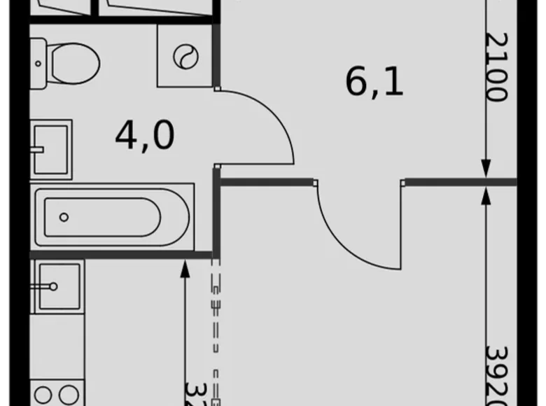 Студия 1 комната 27 м² Развилка, Россия