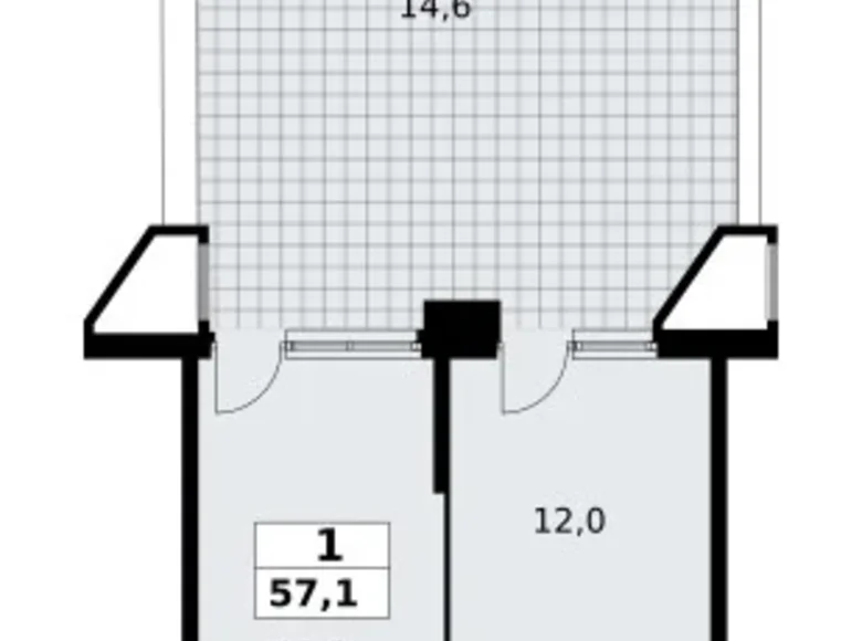 Mieszkanie 1 pokój 57 m² poselenie Sosenskoe, Rosja