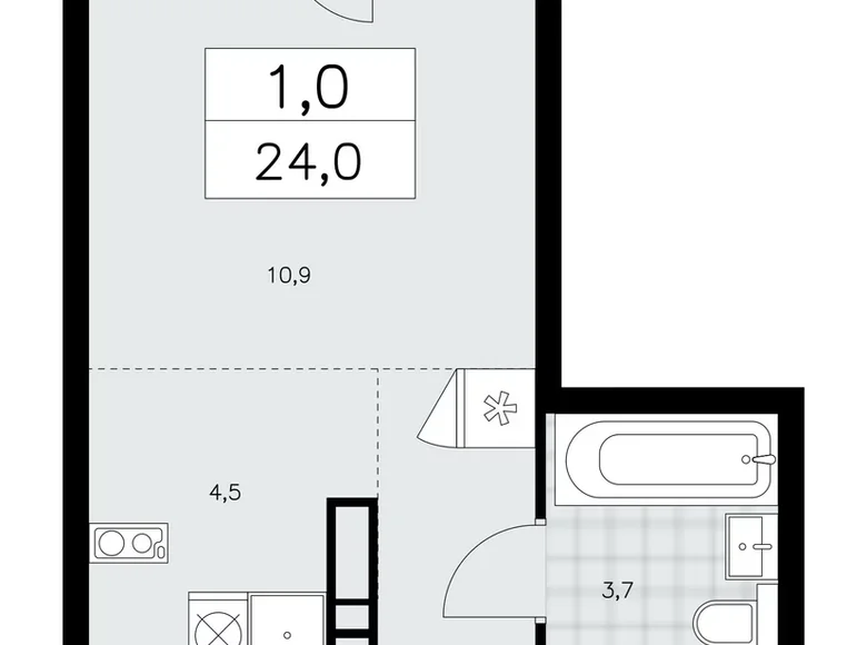 Квартира 1 комната 24 м² поселение Сосенское, Россия