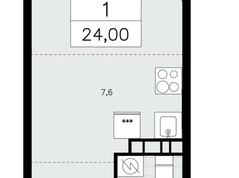 Квартира 1 комната 24 м² поселение Сосенское, Россия