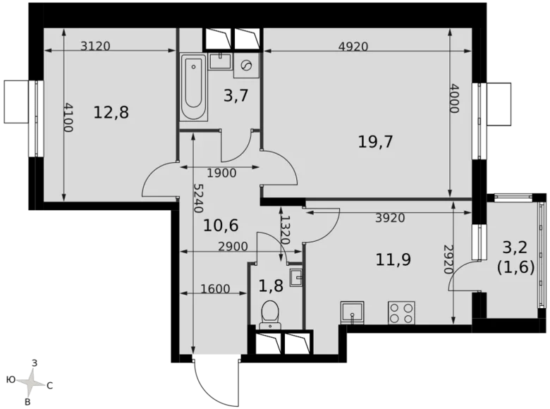 Квартира 2 комнаты 62 м² Развилка, Россия