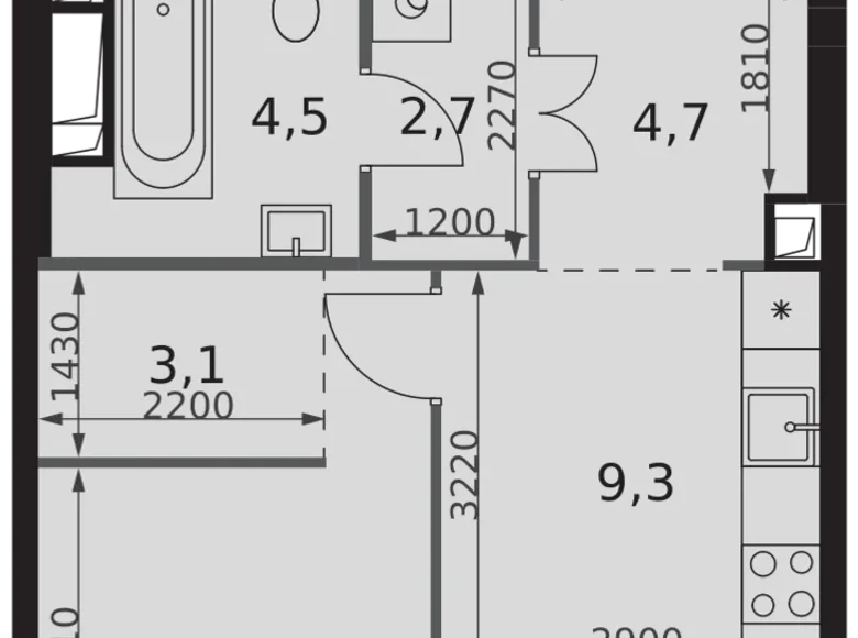 1 room apartment 37 m² Moscow, Russia