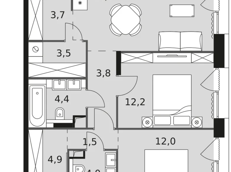 Apartamento 2 habitaciones 68 m² Rostokino District, Rusia