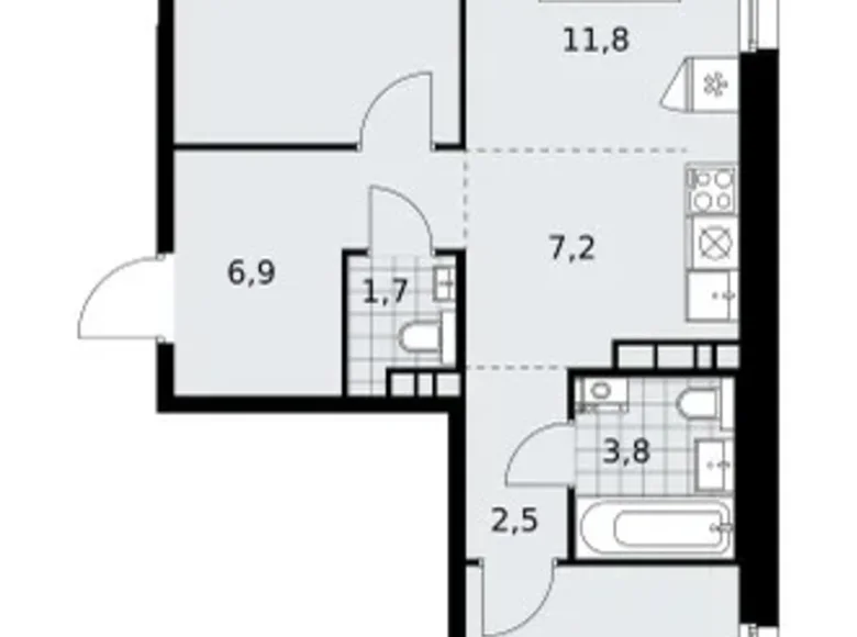 Mieszkanie 3 pokoi 60 m² poselenie Sosenskoe, Rosja