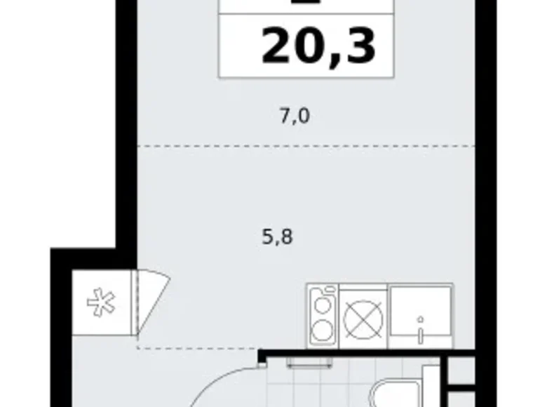 1 room apartment 20 m² Postnikovo, Russia