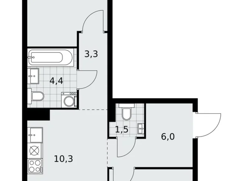 3 room apartment 59 m² poselenie Sosenskoe, Russia