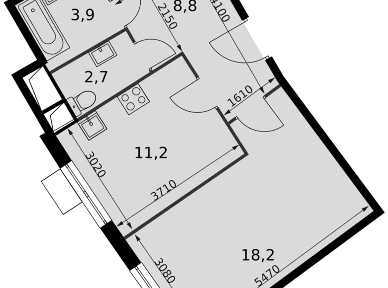 Apartamento 1 habitación 46 m² Razvilka, Rusia