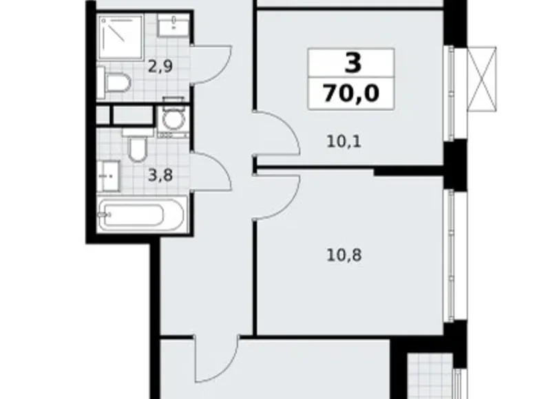 Appartement 3 chambres 70 m² Postnikovo, Fédération de Russie