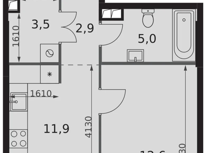 Mieszkanie 1 pokój 36 m² North-Western Administrative Okrug, Rosja