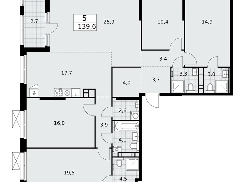 Mieszkanie 5 pokojów 140 m² Moskwa, Rosja