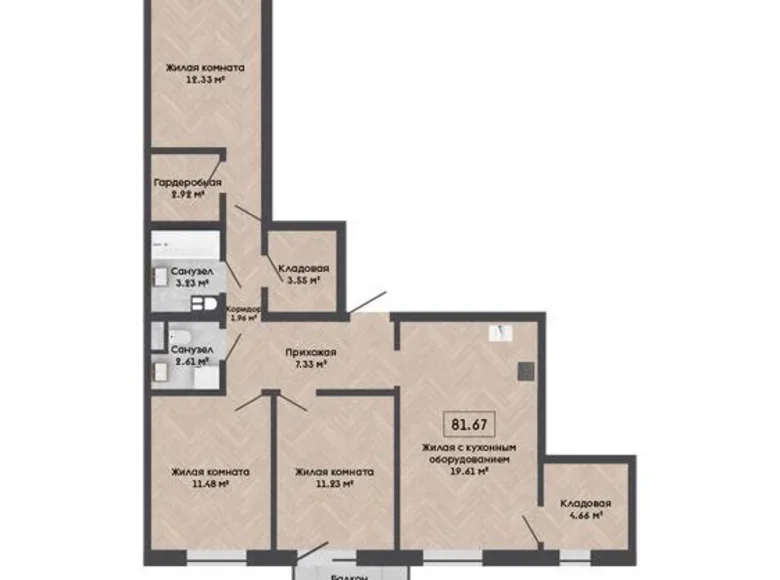 4 room apartment 82 m² Kalodziscanski sielski Saviet, Belarus