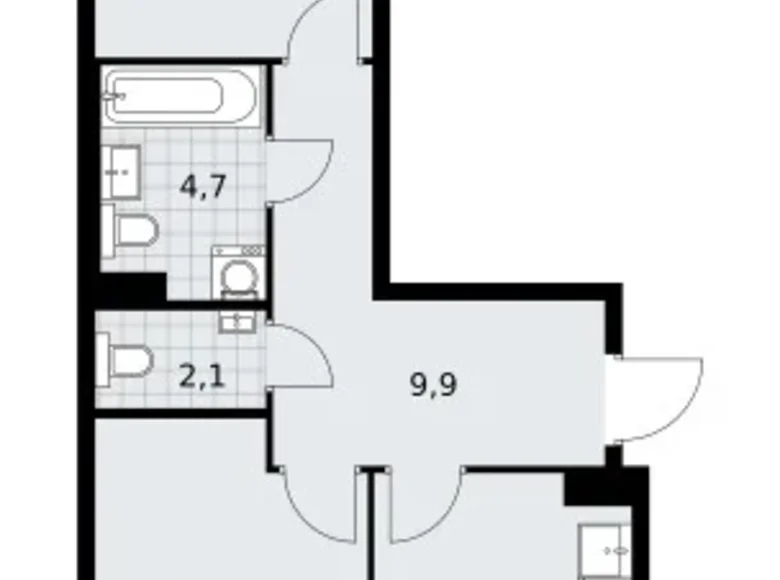 Квартира 2 комнаты 57 м² район Троицк, Россия