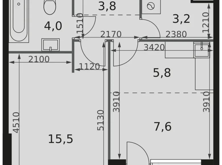 Mieszkanie 1 pokój 42 m² Moskwa, Rosja