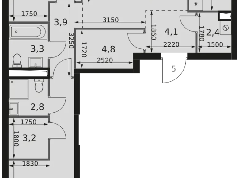 Apartamento 2 habitaciones 84 m² Moscú, Rusia