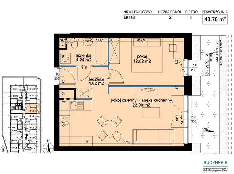 1 bedroom apartment 44 m² Poznan, Poland