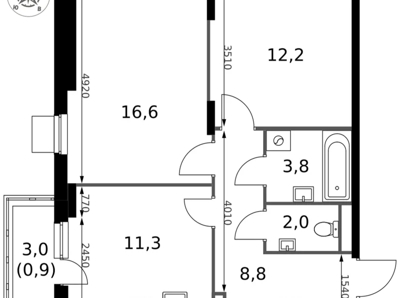 Apartamento 2 habitaciones 56 m² Sapronovo, Rusia