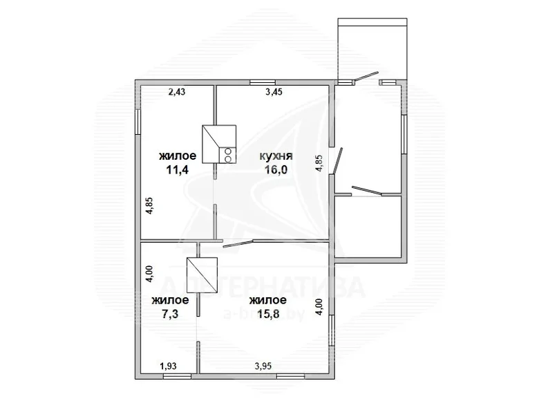 House 50 m² Malaryta, Belarus