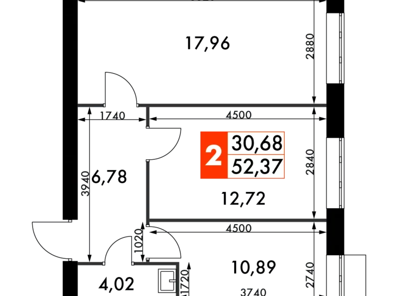 Квартира 2 комнаты 52 м² Одинцовский городской округ, Россия