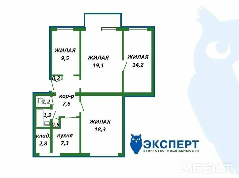 Wohnung 4 Zimmer 83 m² Stankava, Weißrussland