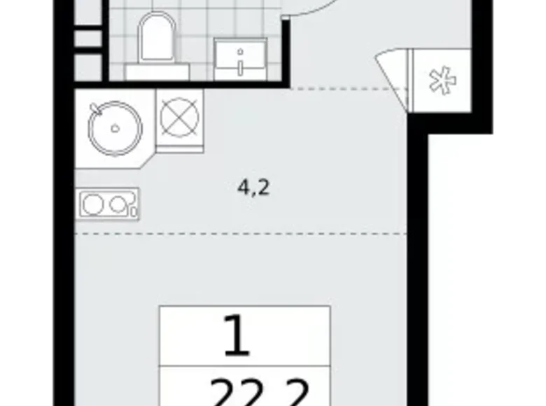 Apartamento 1 habitación 22 m² poselenie Sosenskoe, Rusia