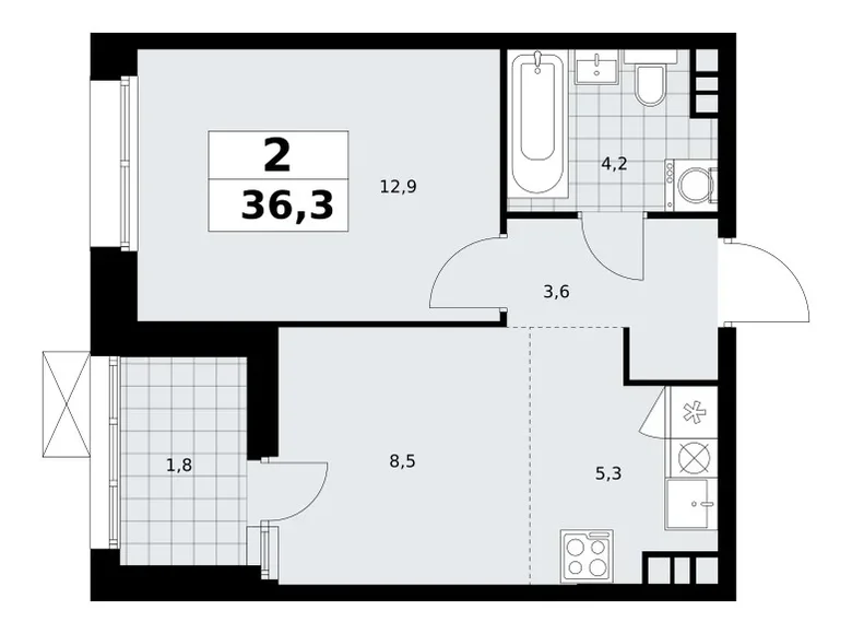 Квартира 2 комнаты 36 м² поселение Сосенское, Россия