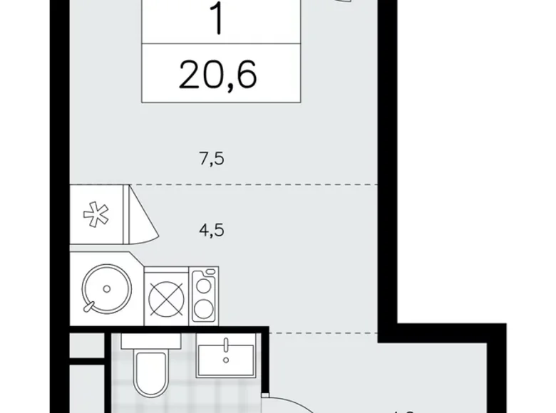 Apartamento 1 habitación 21 m² poselenie Sosenskoe, Rusia