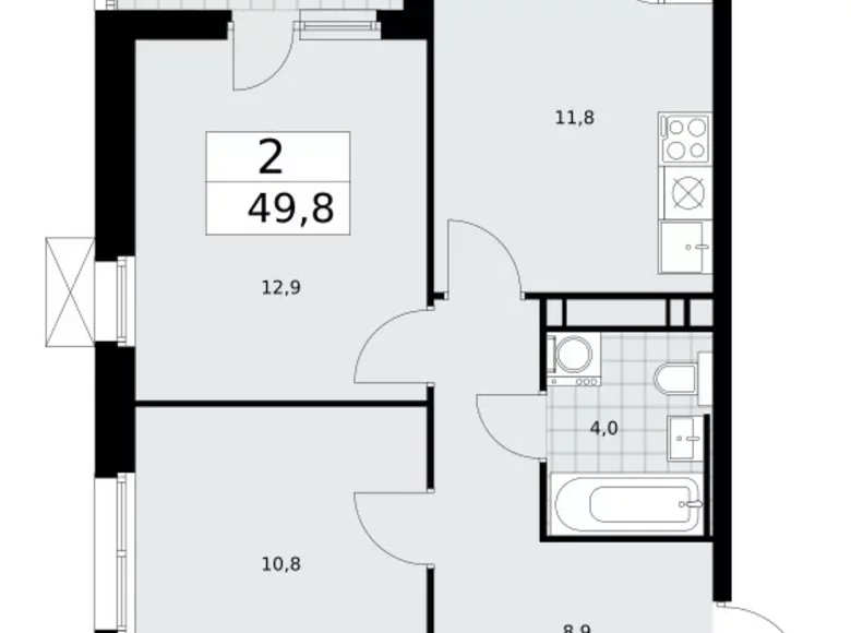 Appartement 2 chambres 50 m² Moscou, Fédération de Russie