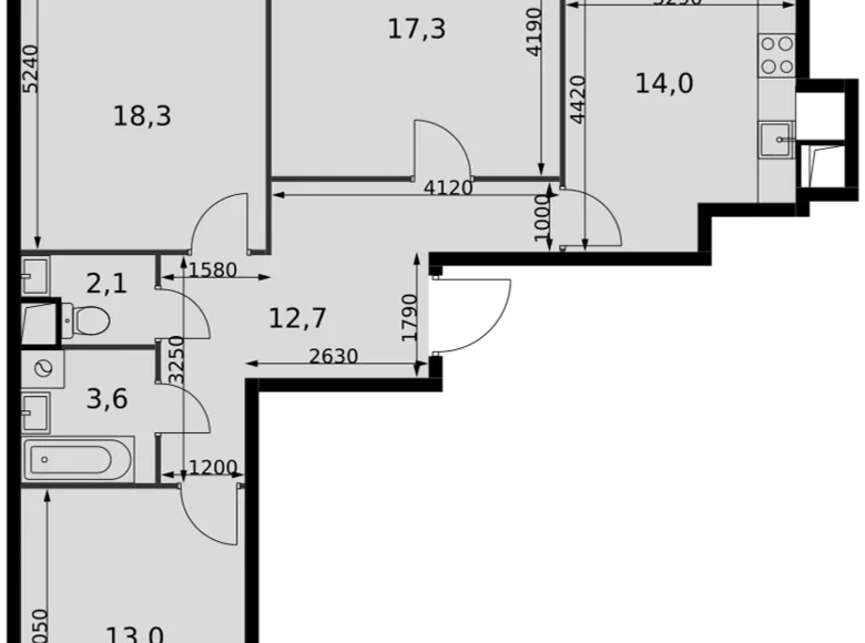 Квартира 3 комнаты 83 м² Развилка, Россия