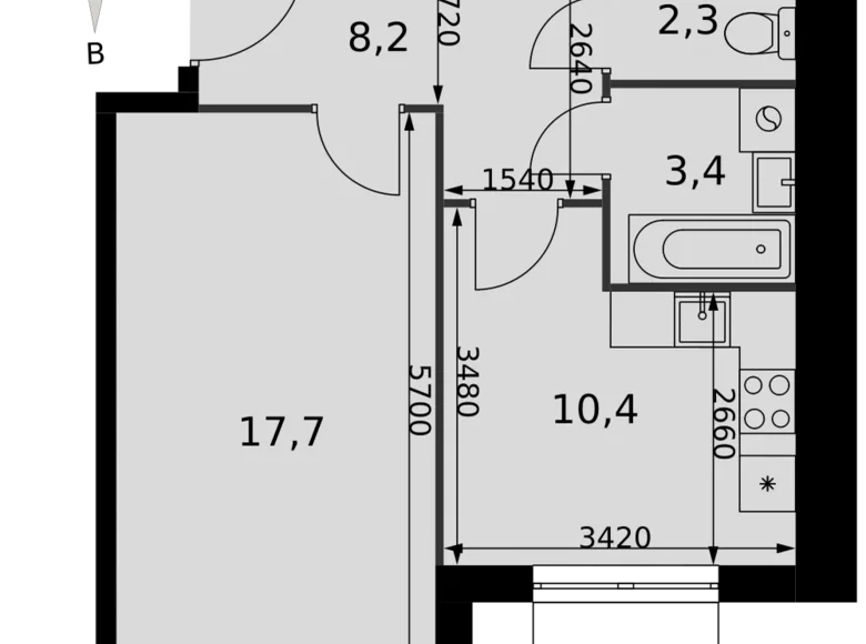 Appartement 1 chambre 42 m² Razvilka, Fédération de Russie