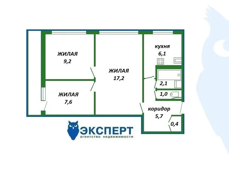 Квартира 3 комнаты 49 м² Минск, Беларусь