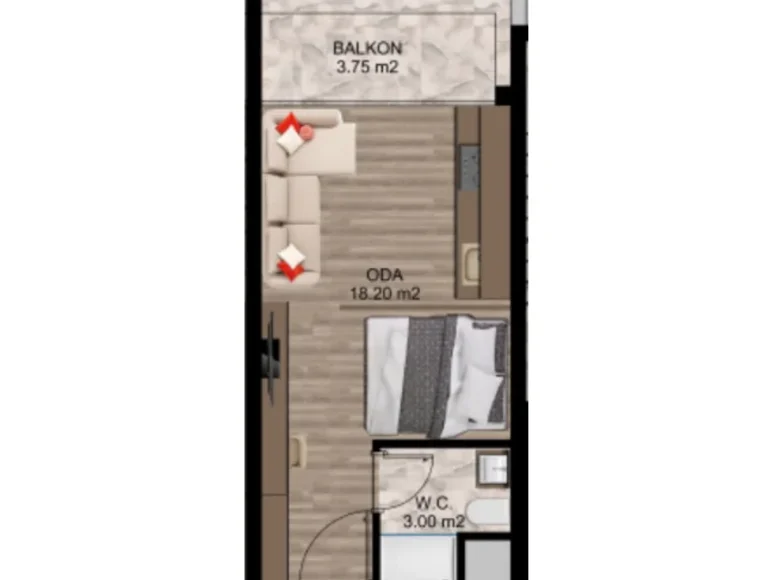 Mieszkanie 32 m² Mezitli, Turcja