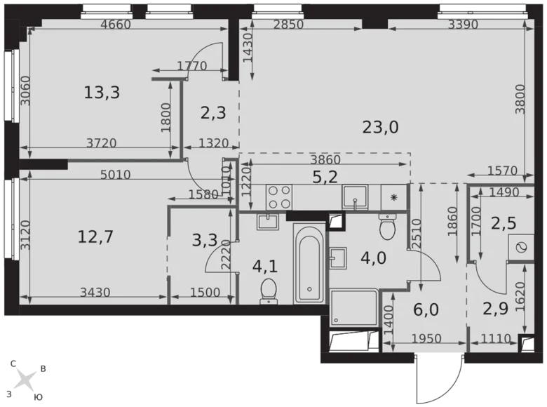 Квартира 3 комнаты 79 м² Москва, Россия