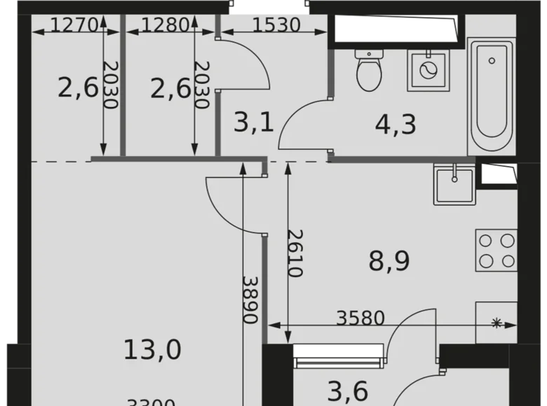 Mieszkanie 1 pokój 36 m² Moskwa, Rosja