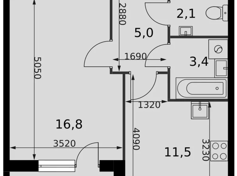 Квартира 1 комната 41 м² Развилка, Россия