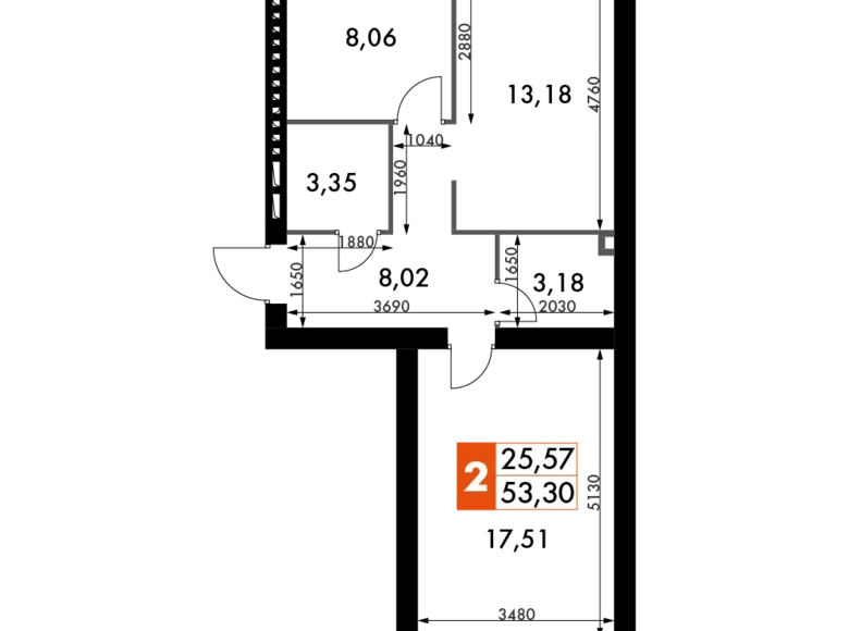 Квартира 2 комнаты 53 м² Одинцовский городской округ, Россия