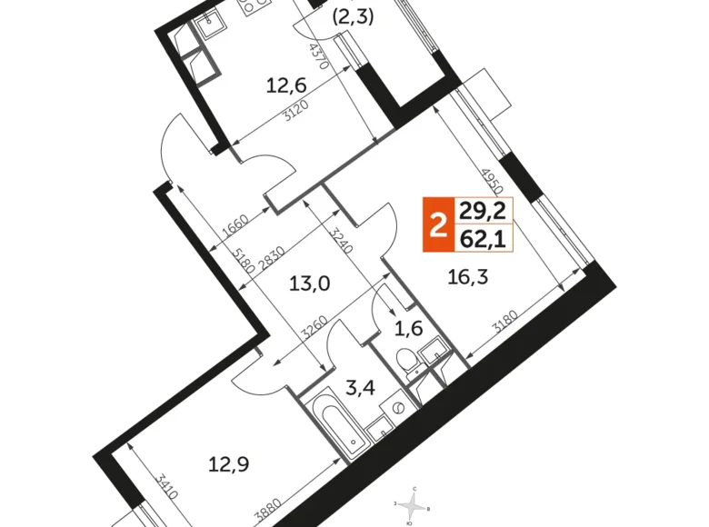 Apartamento 2 habitaciones 62 m² Razvilka, Rusia