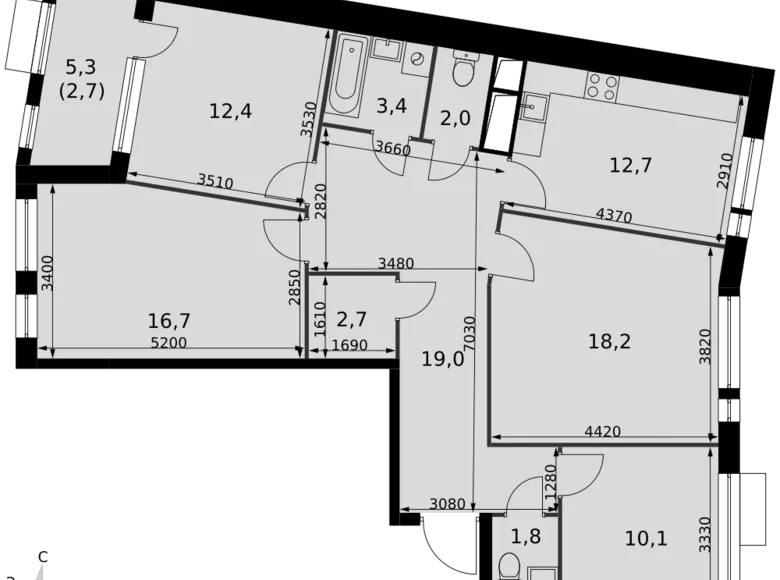 Квартира 4 комнаты 102 м² Развилка, Россия