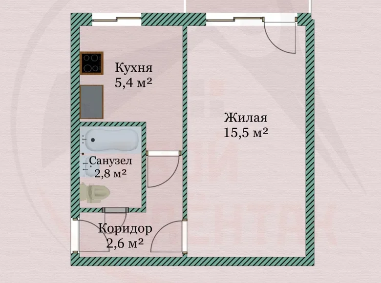 Apartamento 1 habitación 28 m² Minsk, Belarús