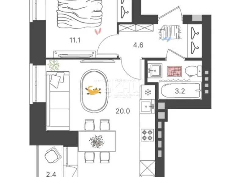 Apartment 40 m² Kstovsky District, Russia