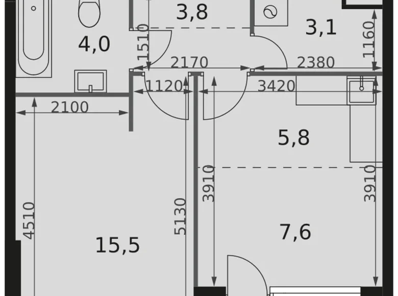 Apartamento 1 habitación 42 m² Moscú, Rusia