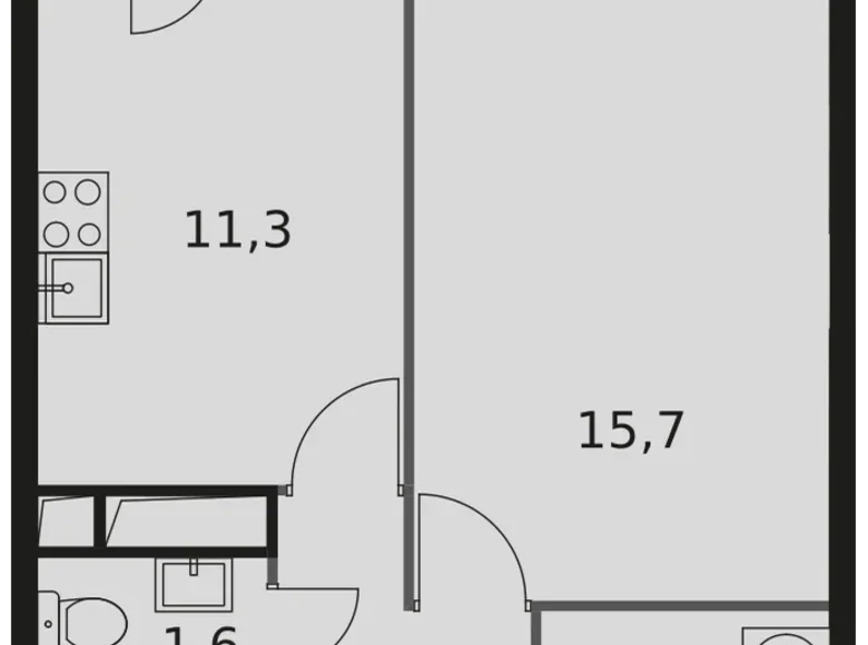 Apartamento 1 habitación 39 m² Moscú, Rusia