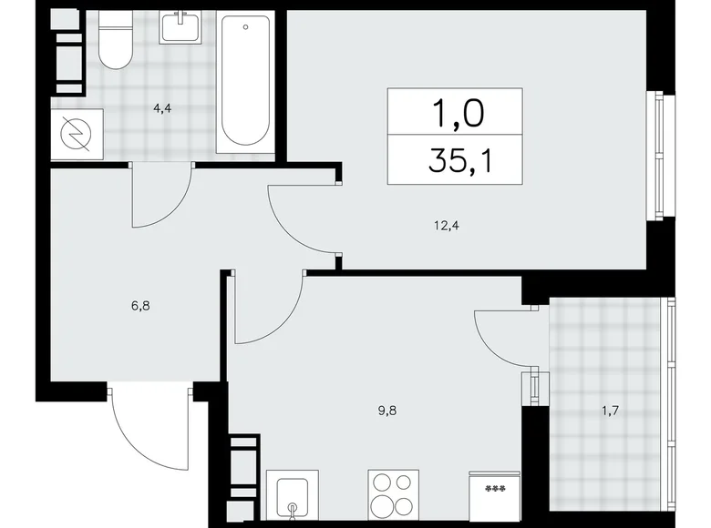 Wohnung 1 zimmer 35 m² Krasnoje Selo, Russland