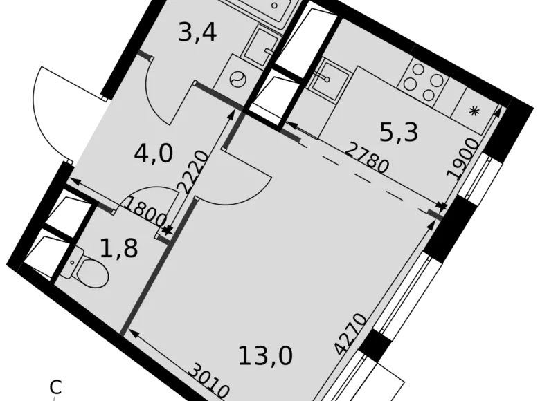 Kawalerka 1 pokój 28 m² Razvilka, Rosja