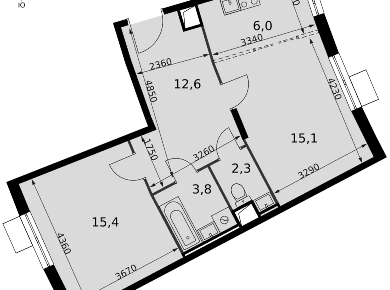 Mieszkanie 2 pokoi 56 m² Razvilka, Rosja