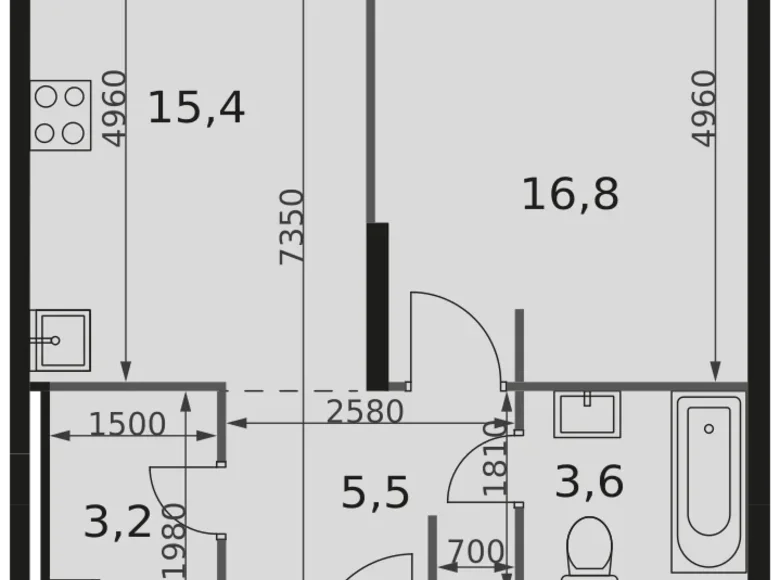 Квартира 1 комната 45 м² Северо-Западный административный округ, Россия